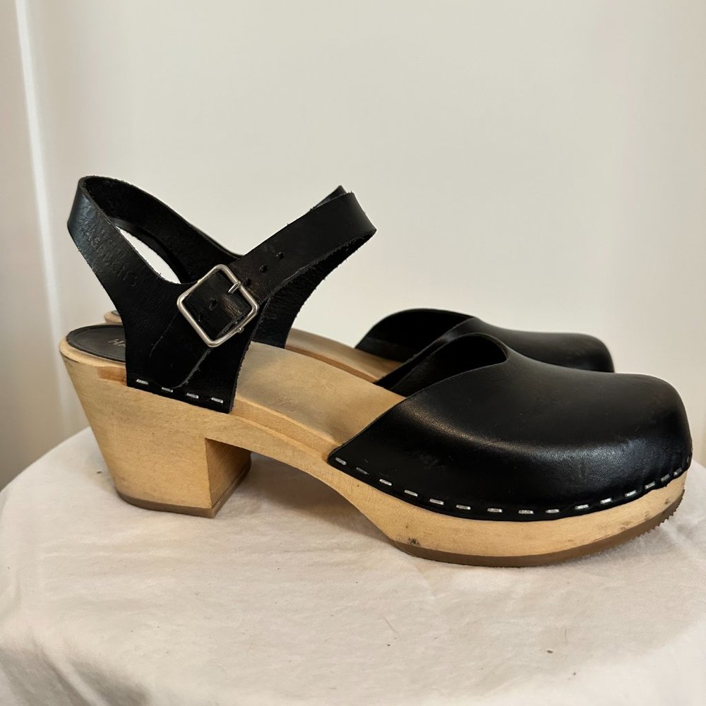 Swedish Hasbeens - Medium Heel Clog - Black - Sz 41